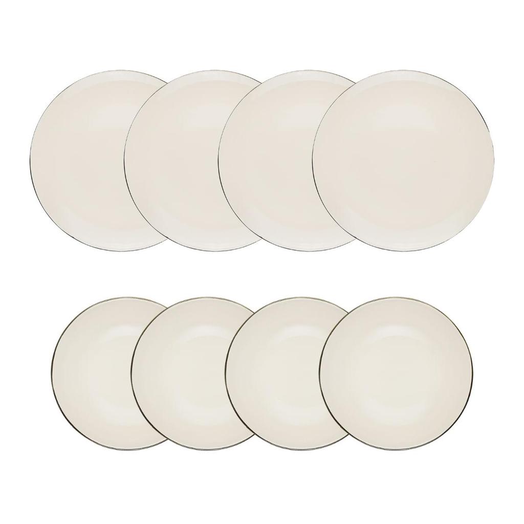 Conjunto de Pratos 8 Peças Oxford Unni Café Coado