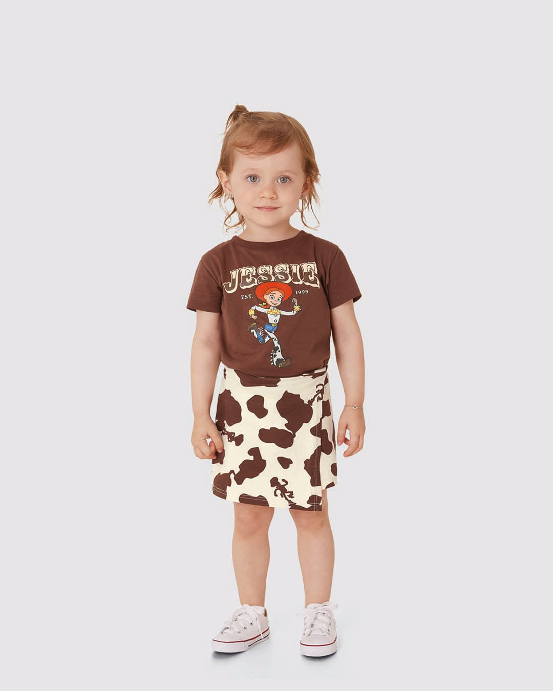 Conjunto Infantil Menina Blusa Toy Story Jessie E Saia Em Algodão Malwee Kids — Marrom - 8