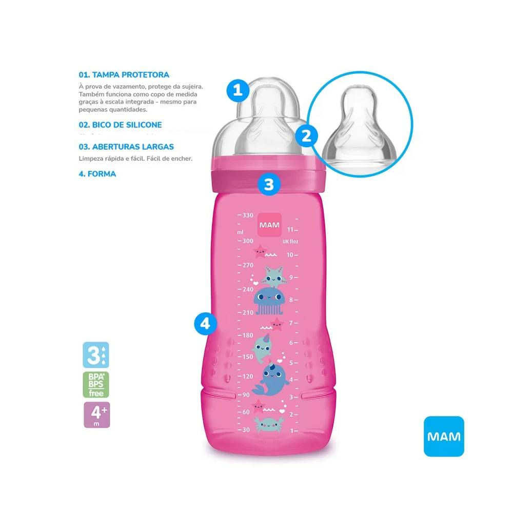 Foto 4 de Mamadeira Easy Active Bico 4m+ Neutra 330ml - MAM