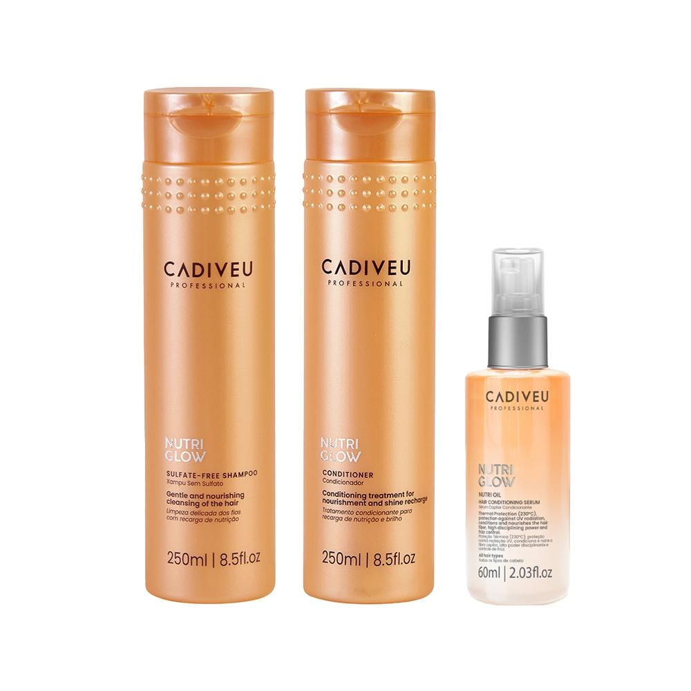 Kit Cadiveu Professional Nutri Glow Shampoo 250ml + Condicionador 250ml + Óleo 60ml