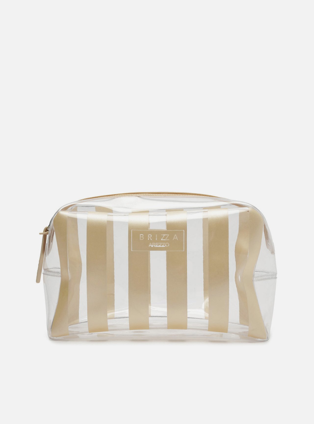 Necessaire Dourada Listras Vinil Brizza