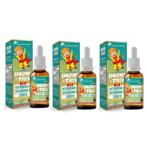 Kit 3x Vitamina Infantil Imunitrix Morango