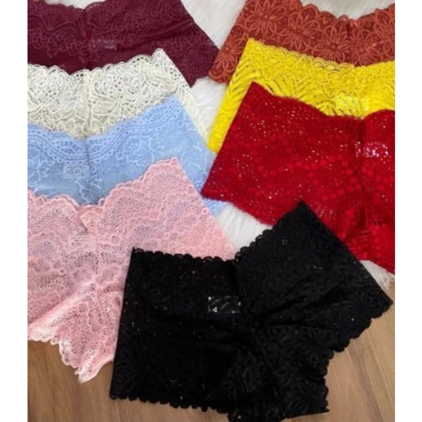 Kit 3 Calcinha Calesson Shortinho de Renda Premium Lingerie
