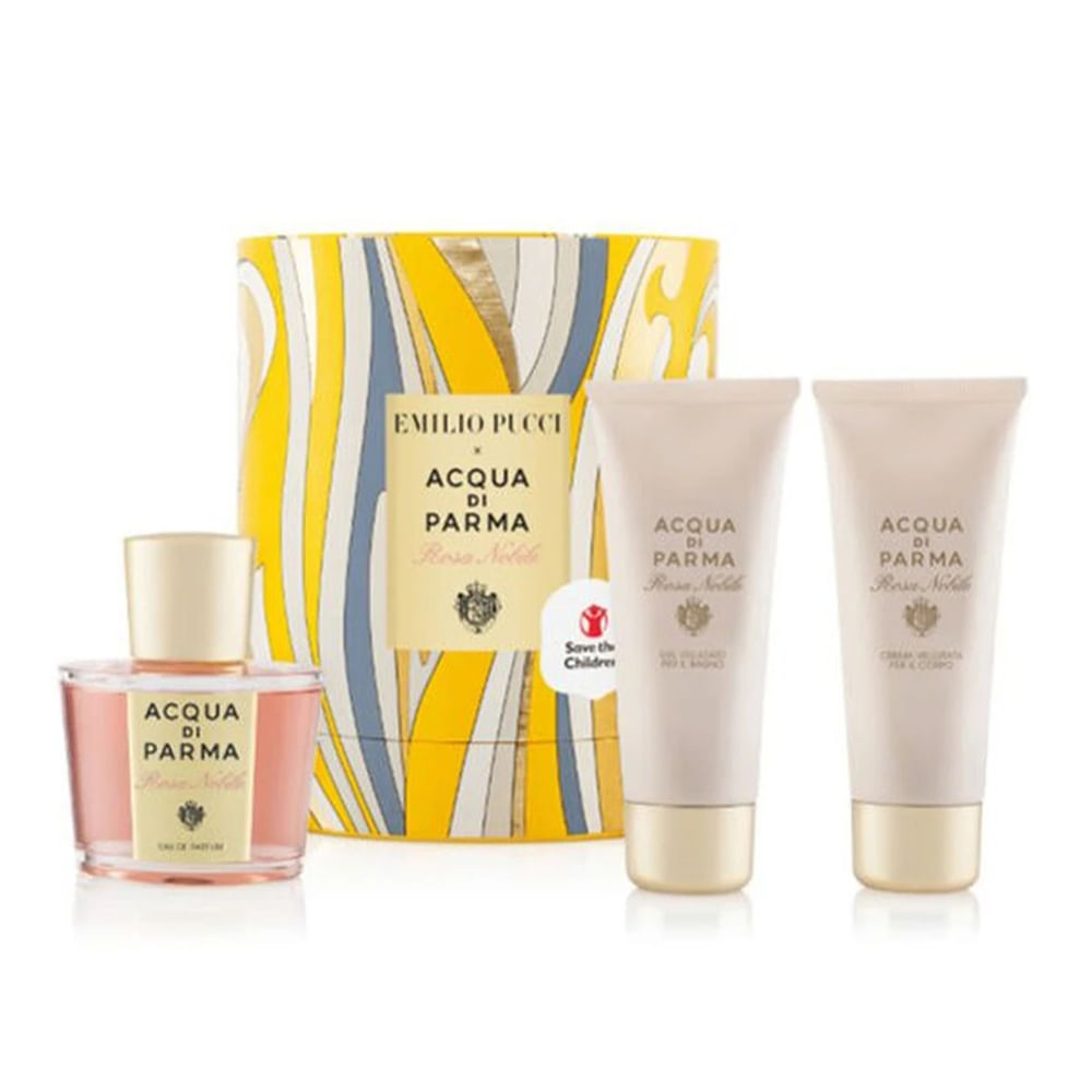 Acqua Di Parma Rosa Nobile Eau De Parfum 100ml + Gel De Banho 75ml + Creme De Corpo 75G.