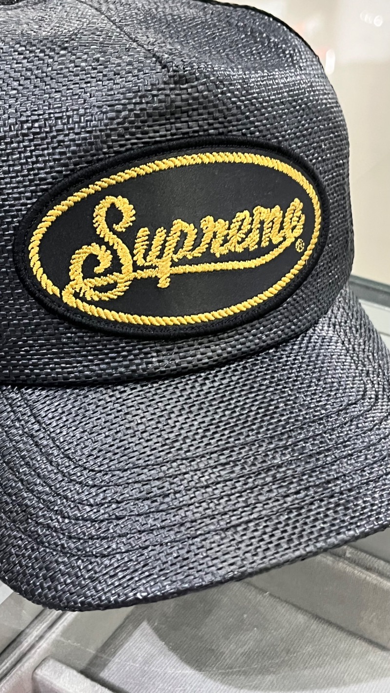 Foto 3 de Boné Supreme Raffia Mesh Back 5-Panel Black SS26-W9 — Único, Novo