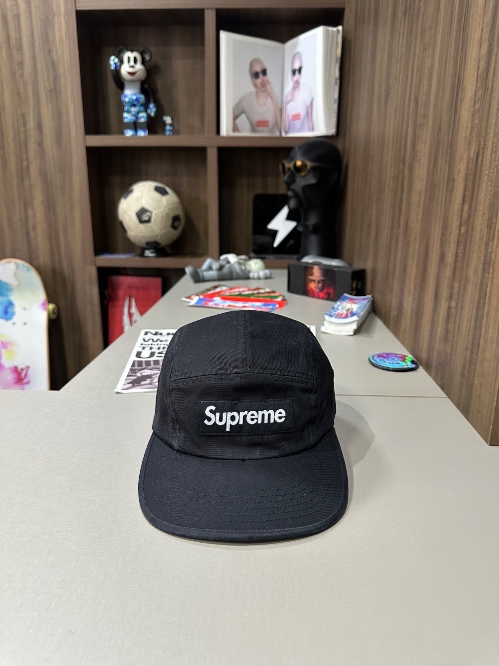 Boné Supreme Washed Chino Twill Camp Black FW26-W1 — Único, Novo