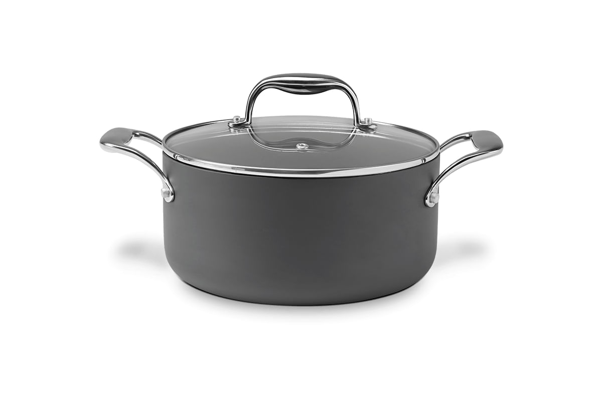 Caçarola de Indução com Tampa Brinox Diamond Antiaderente Pro-flon Premium Ø22cm 3,65 Litros Cinza Cinza