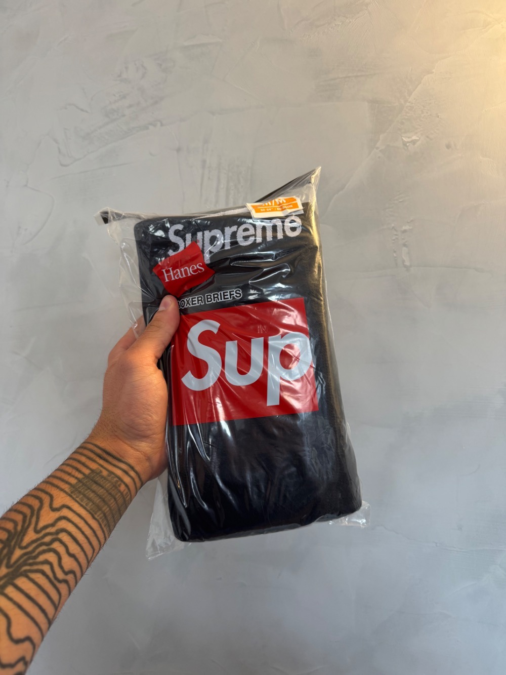 Hanes x Supreme Cuecas Boxer Black (4 Pack) SS26-W1 — P, Novo