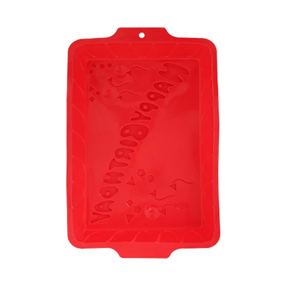 Forma De Bolo Happy Birthday Silicone Vermelha 22Cm - Hauskraft
