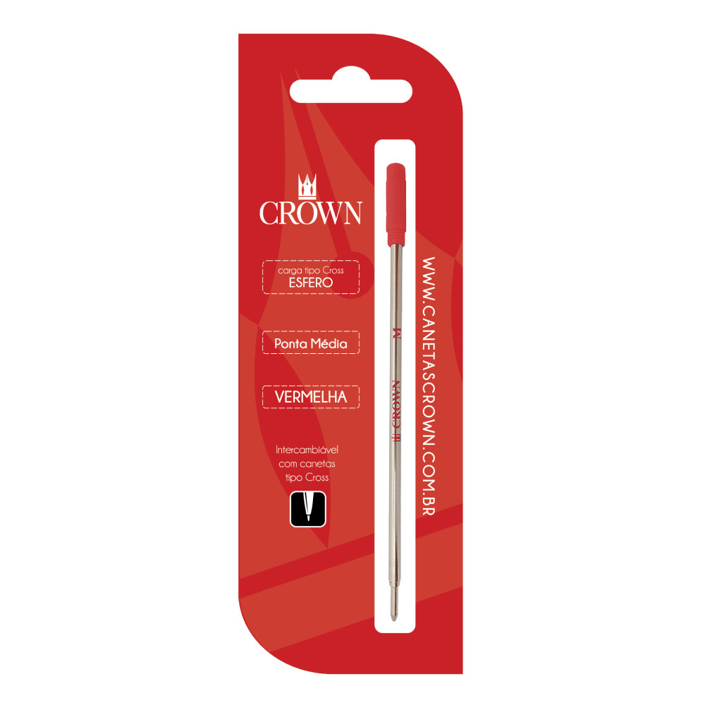CARGA CROWN ESFEROGRAFICA TIPO CROSS Cor: Vermelho | CA12009V