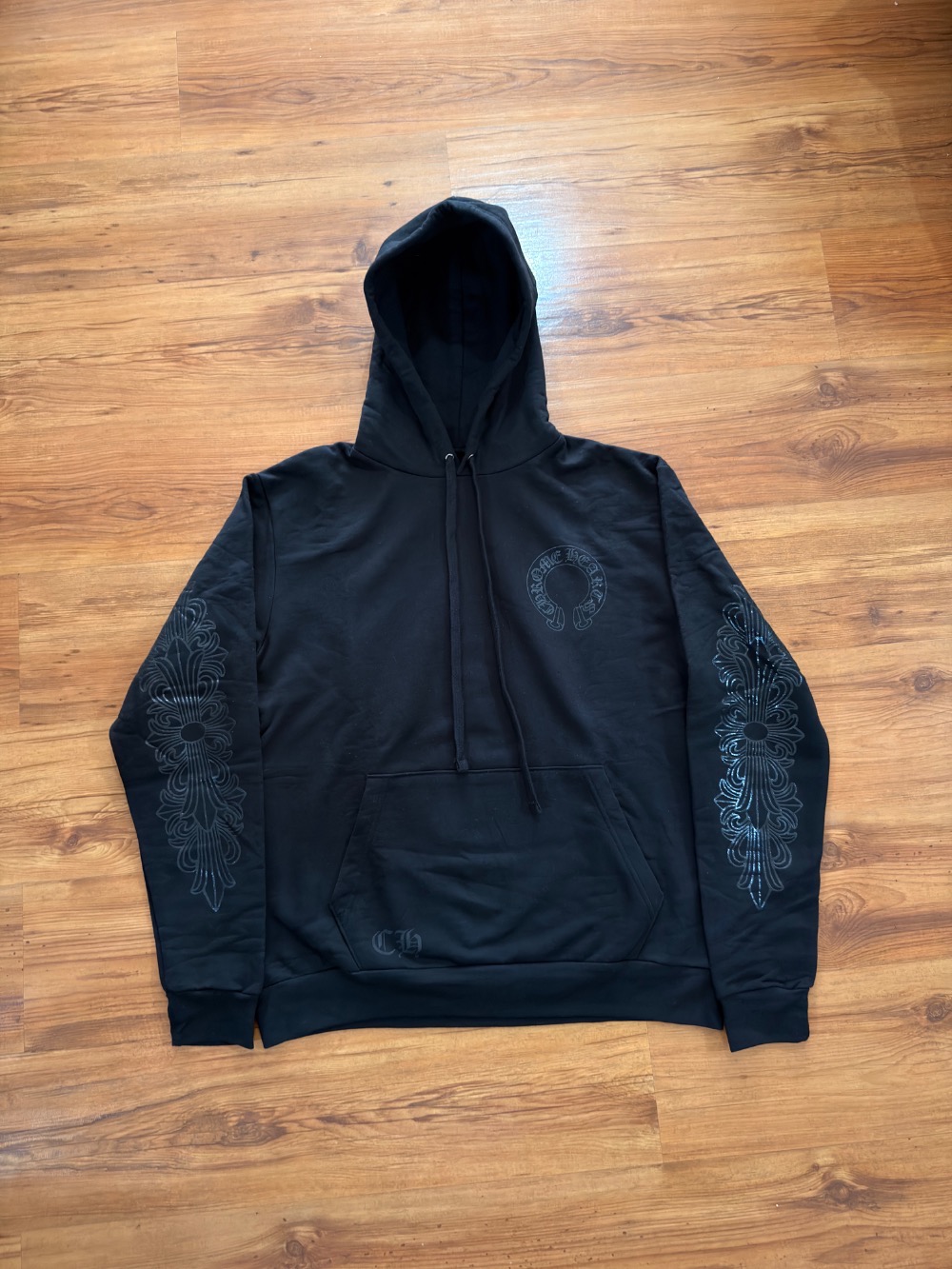 Moletom Chrome Hearts Pullover Horseshoe Floral Hoodie Black — G, Novo