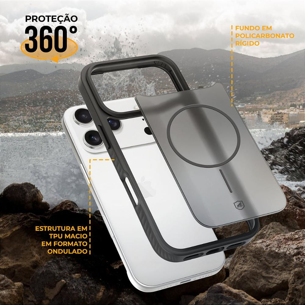 Foto 5 de Capa case capinha para iPhone 17 Pro Max - Magsafe Wave Fumê - Preta - Gshield
