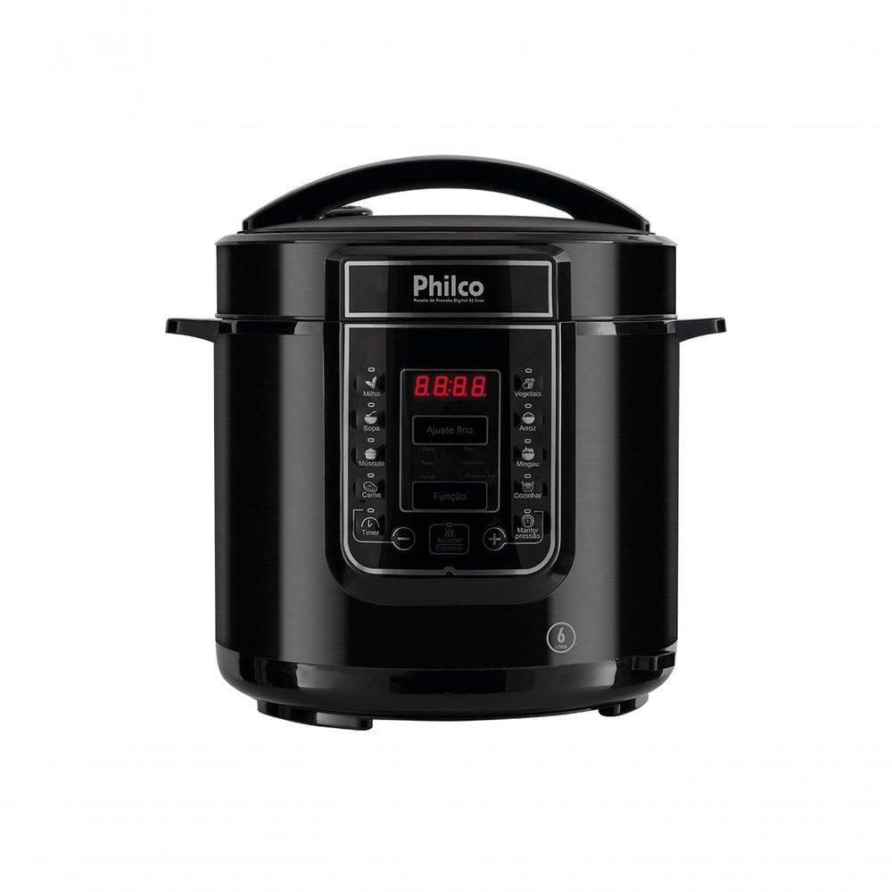 Panela de Pressão Digital Elétrica Philco PPP01P 6L com Timer Preta Inox 110V