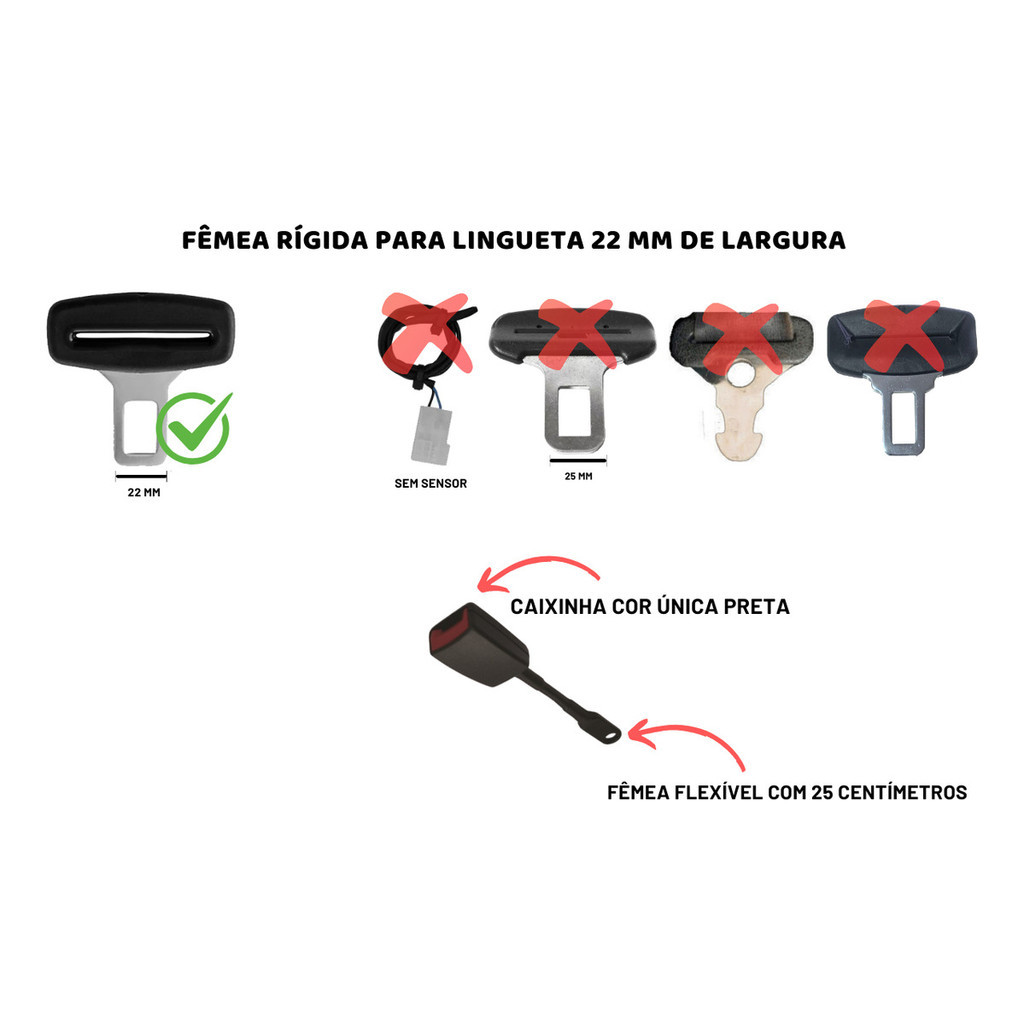Foto 2 de Fêmea Cinto De Segurança Haste Aço Flexível 25cm Universal.