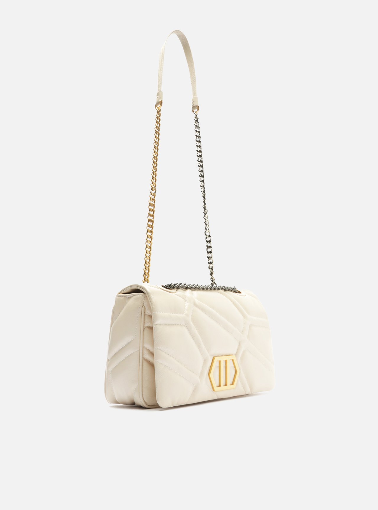 Foto 5 de Bolsa Tiracolo Branca Couro Emma Média Retangular