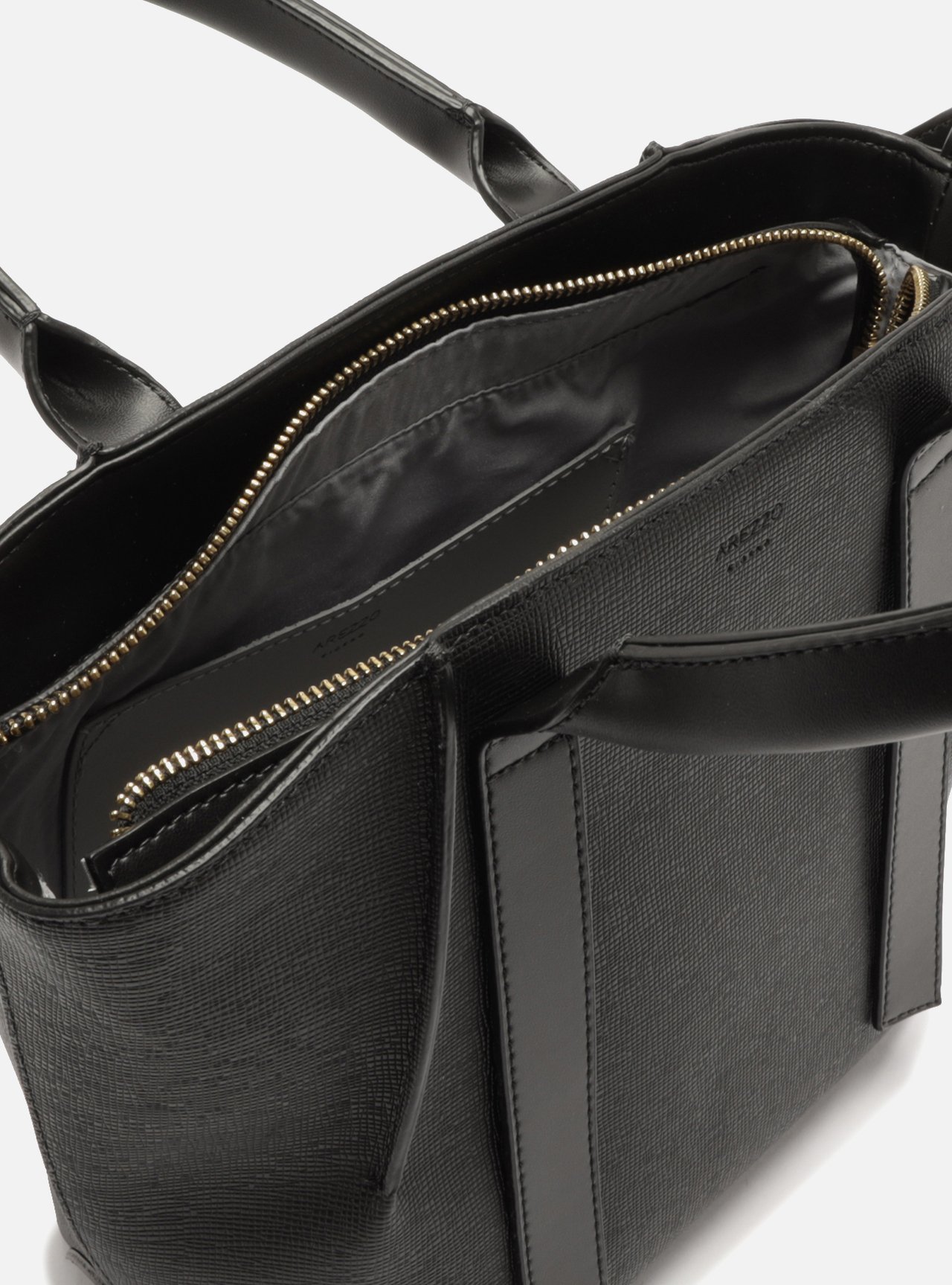 Foto 4 de Bolsa Tote Preta Média Tiras