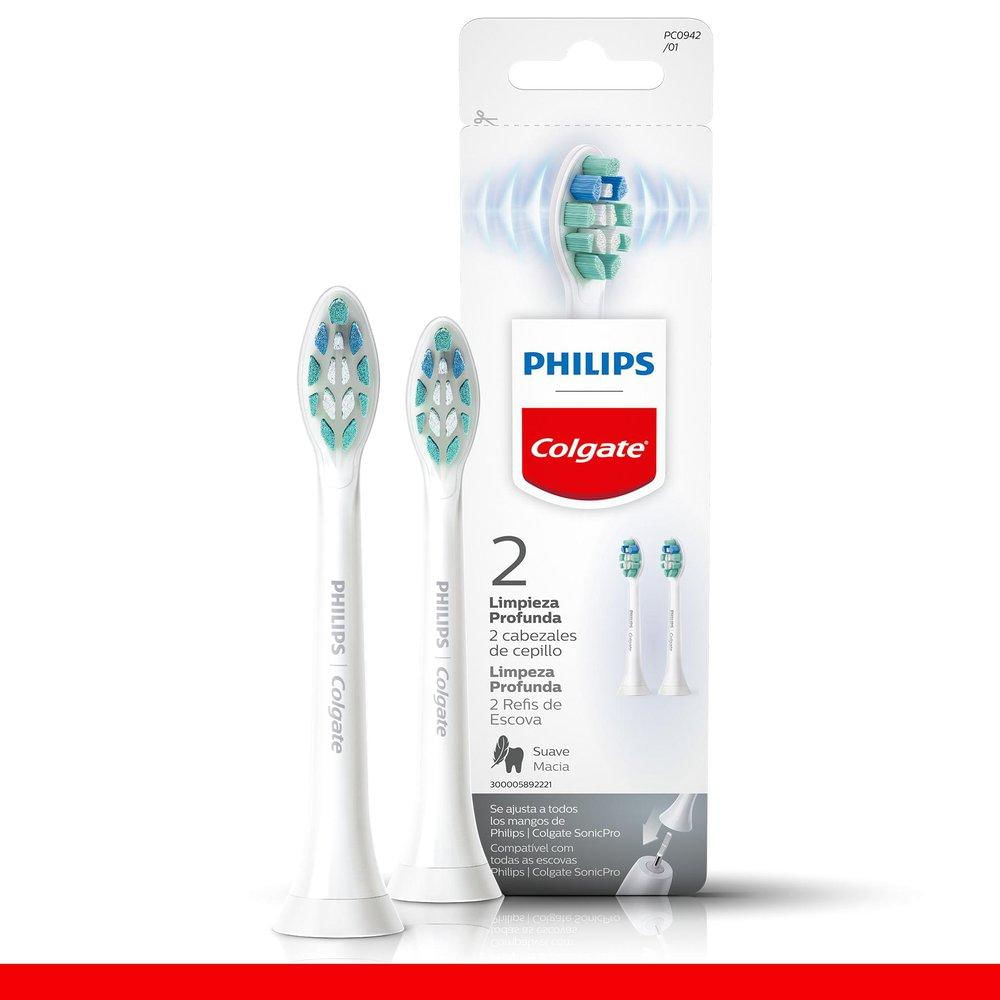 Refil para Escova de Dentes Elétrica Philips Colgate SonicPro Limpeza Profunda 2un