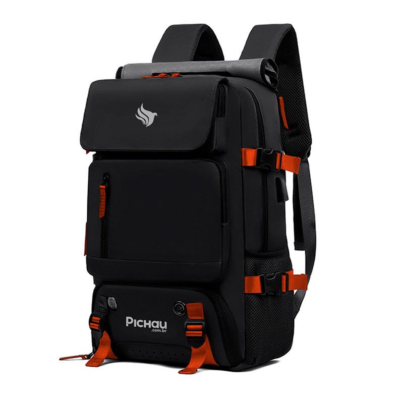 Mochila Pichau Vulcan, Preto e Vermelho, PCH-VULC-BL01