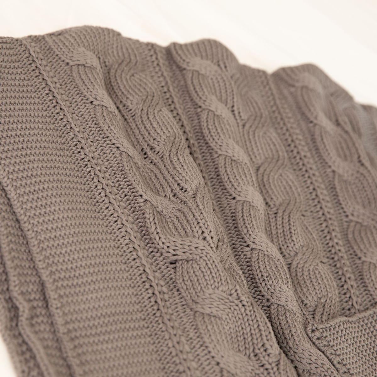 Foto 5 de Manta Tricot Trança Cinza Chumbo - Ideal Para Sofás e Camas