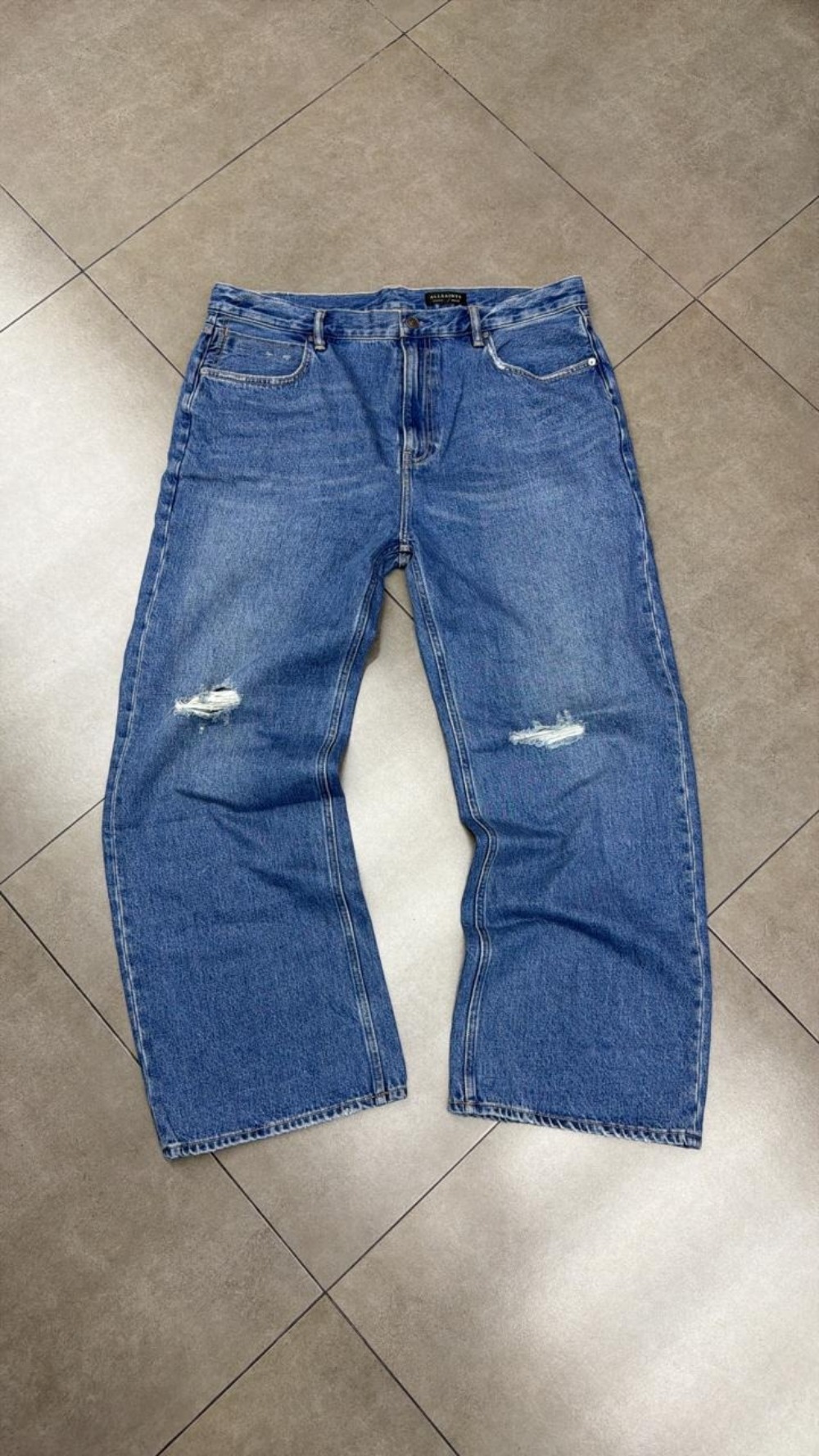 Calça AllSaints Jeans Destroyed Indigo — 46, Novo