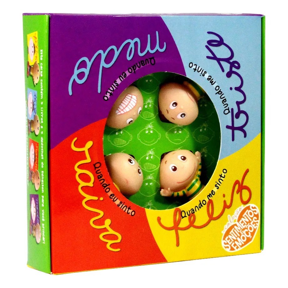 Kit Coleção Sentimentos e Emoções + 4 Dedoches e Livros