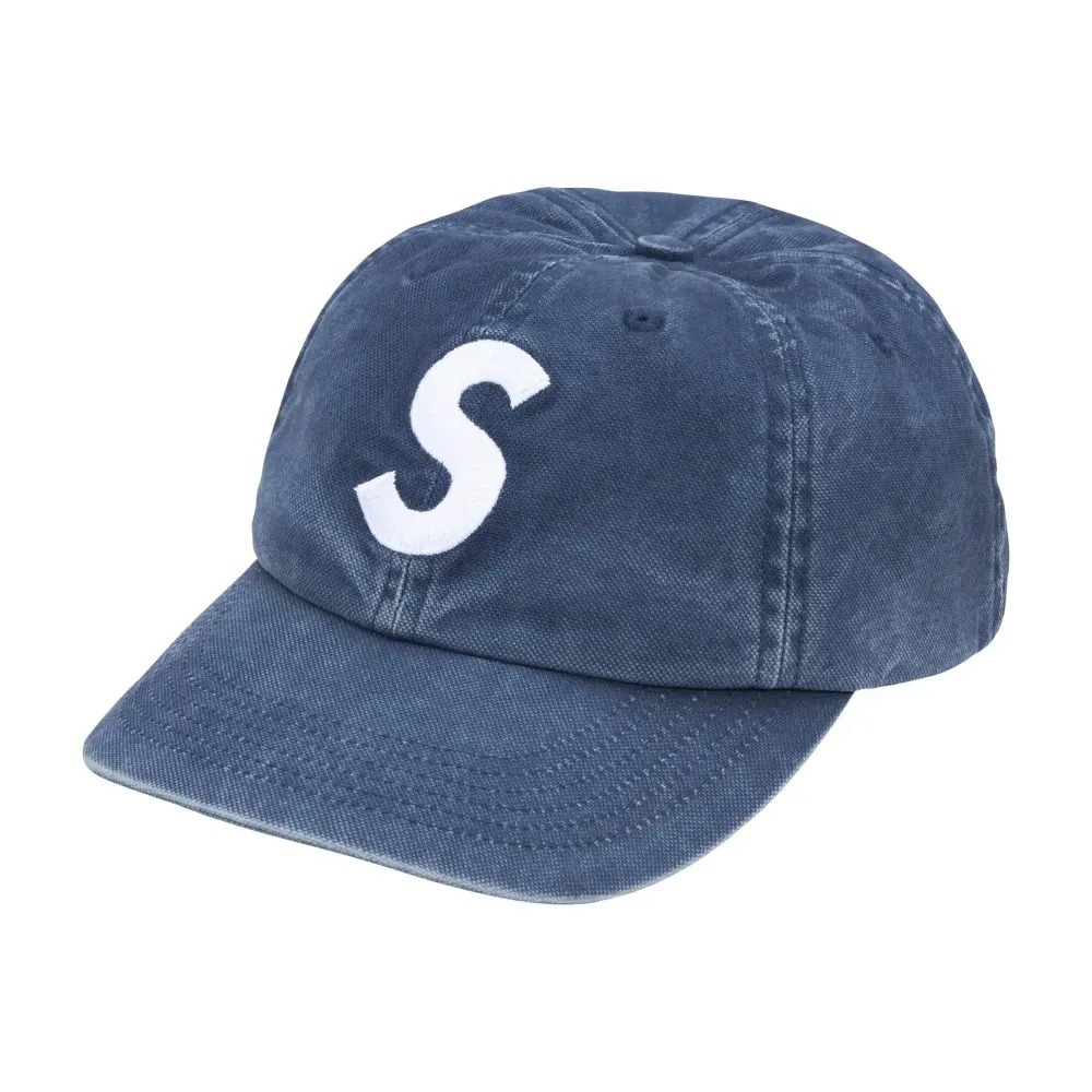 Boné Supreme Washed Canvas S Logo 6-Panel Navy FW26-W3 — Único, Novo