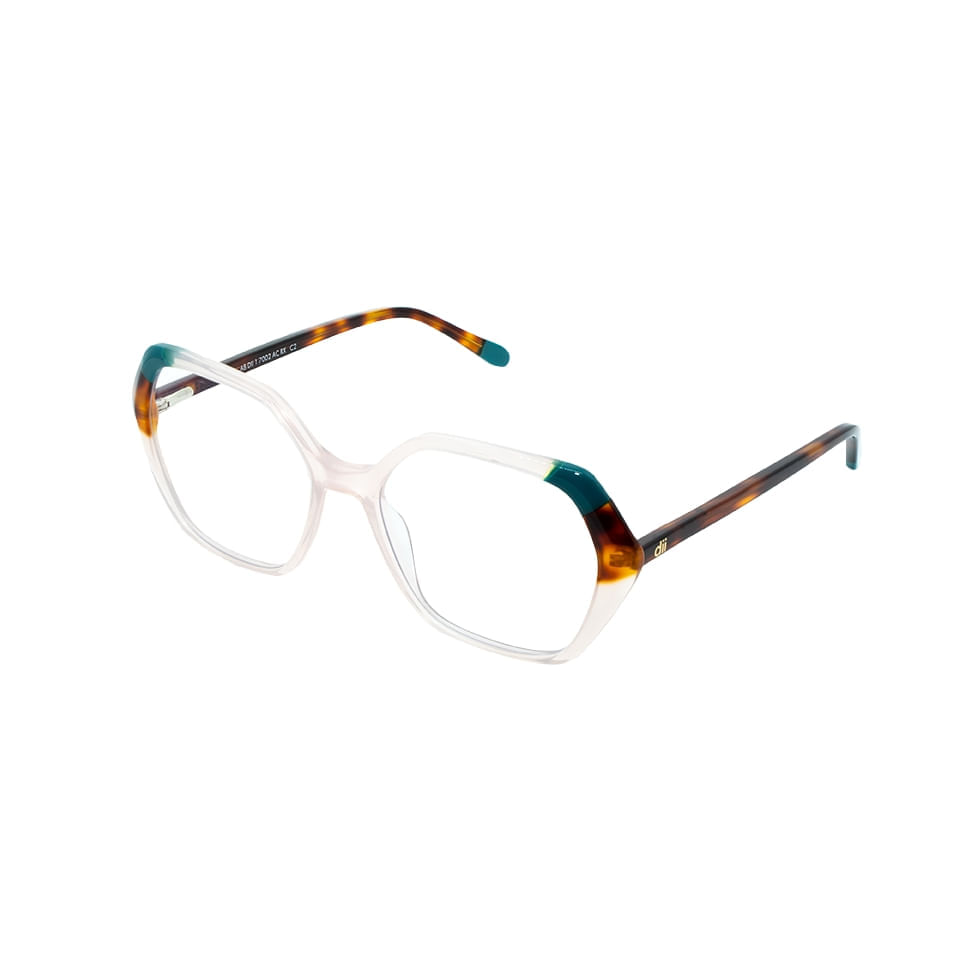 Armação para Óculos de Grau Feminino Dii Collection 1 7002 Rosa com Demi Marrom com Verde