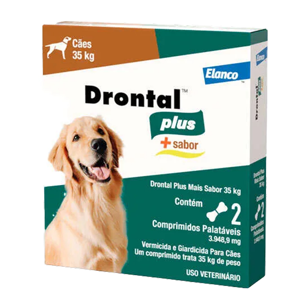 Drontal Plus para Cães Elanco até 35 kg 2 Comprimidos