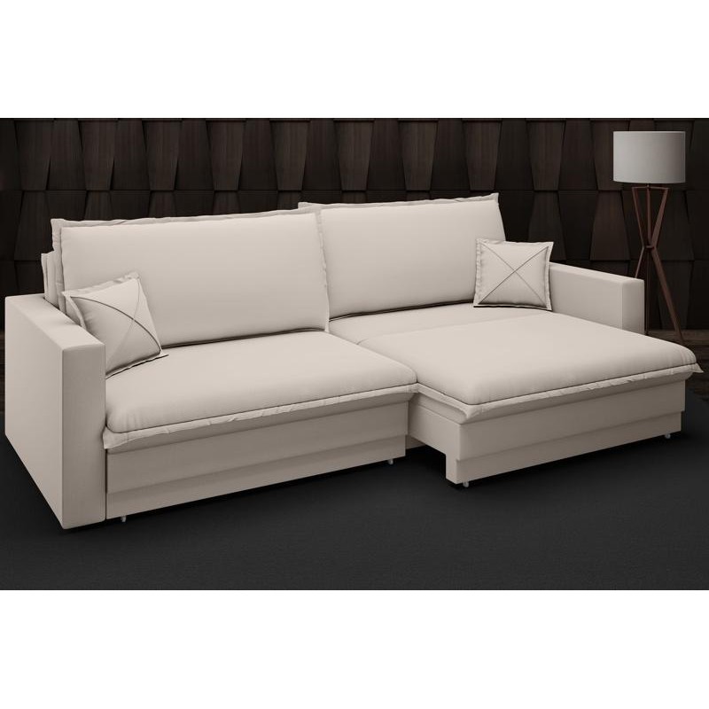 Sofá Tango 2,20m sem caixa, Retrátil e Reclinável Velosuede Bege - NETSOFAS