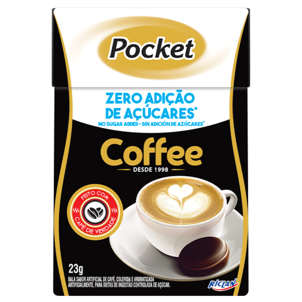 Bala Pocket Zero Açucar Sabor Café Pacote Com 12 Caixinhas
