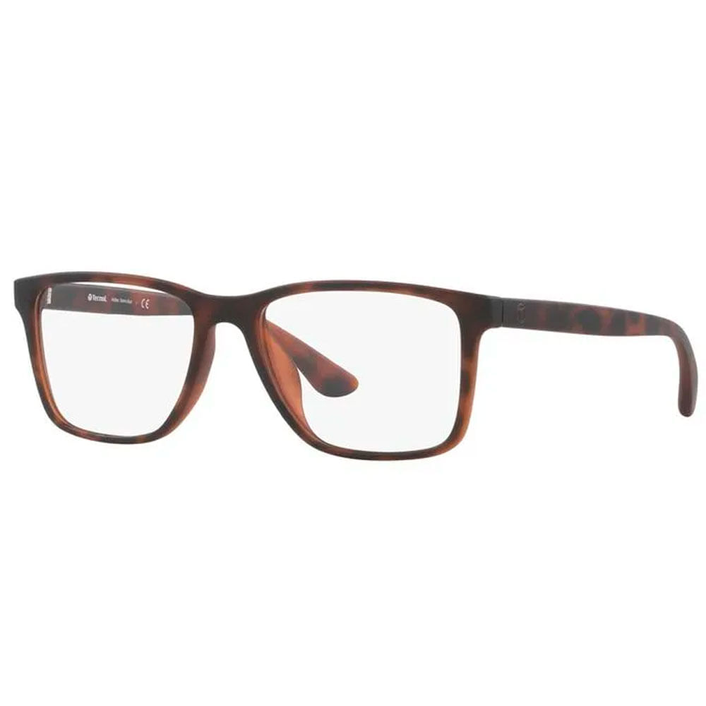 Armação de Óculos de Grau Masculino Tecnol Retangular TN3093U cor Havana Escuro