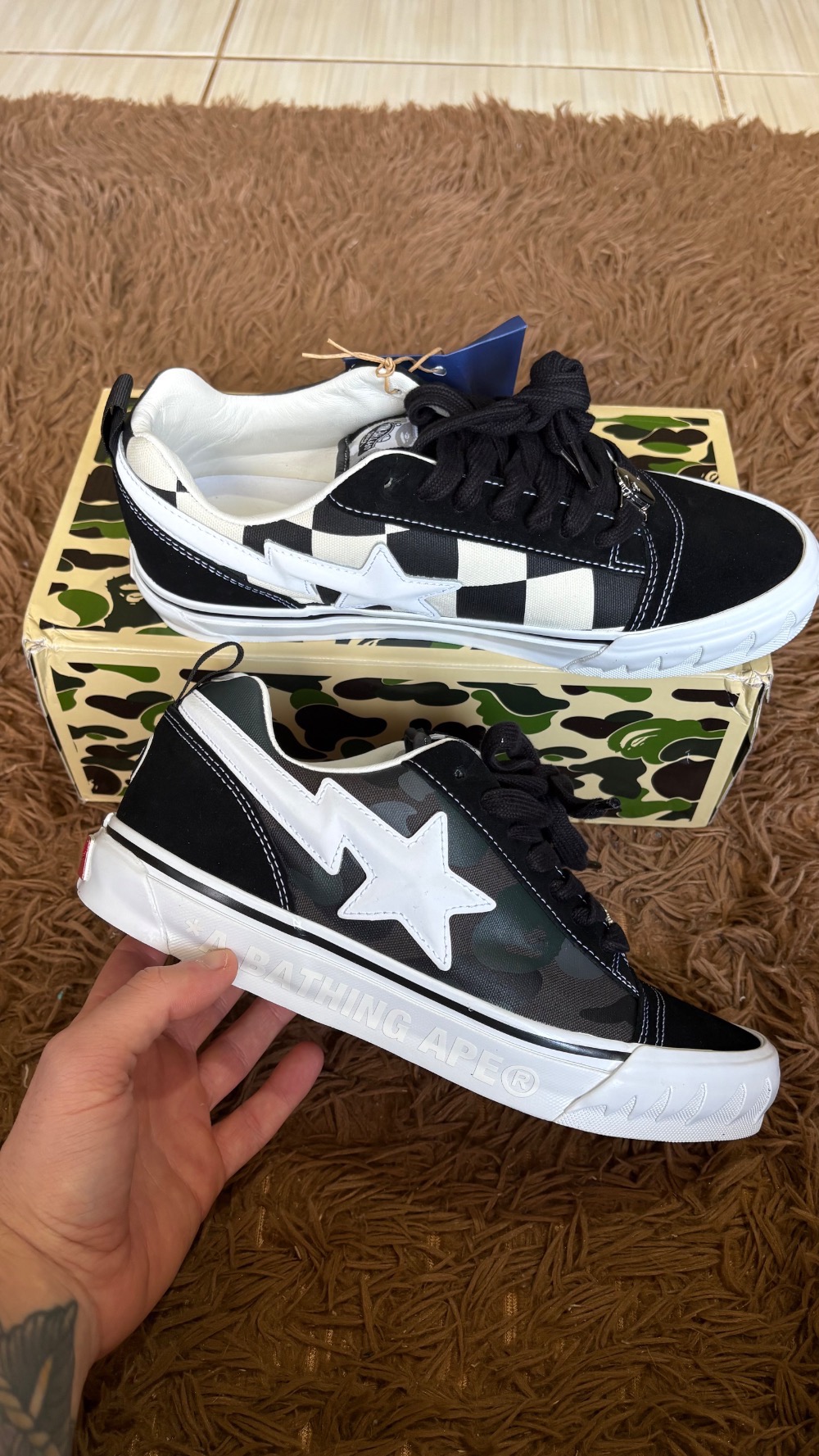 BAPE x Vans Premium Knu Skool Camo Black — 42, Novo