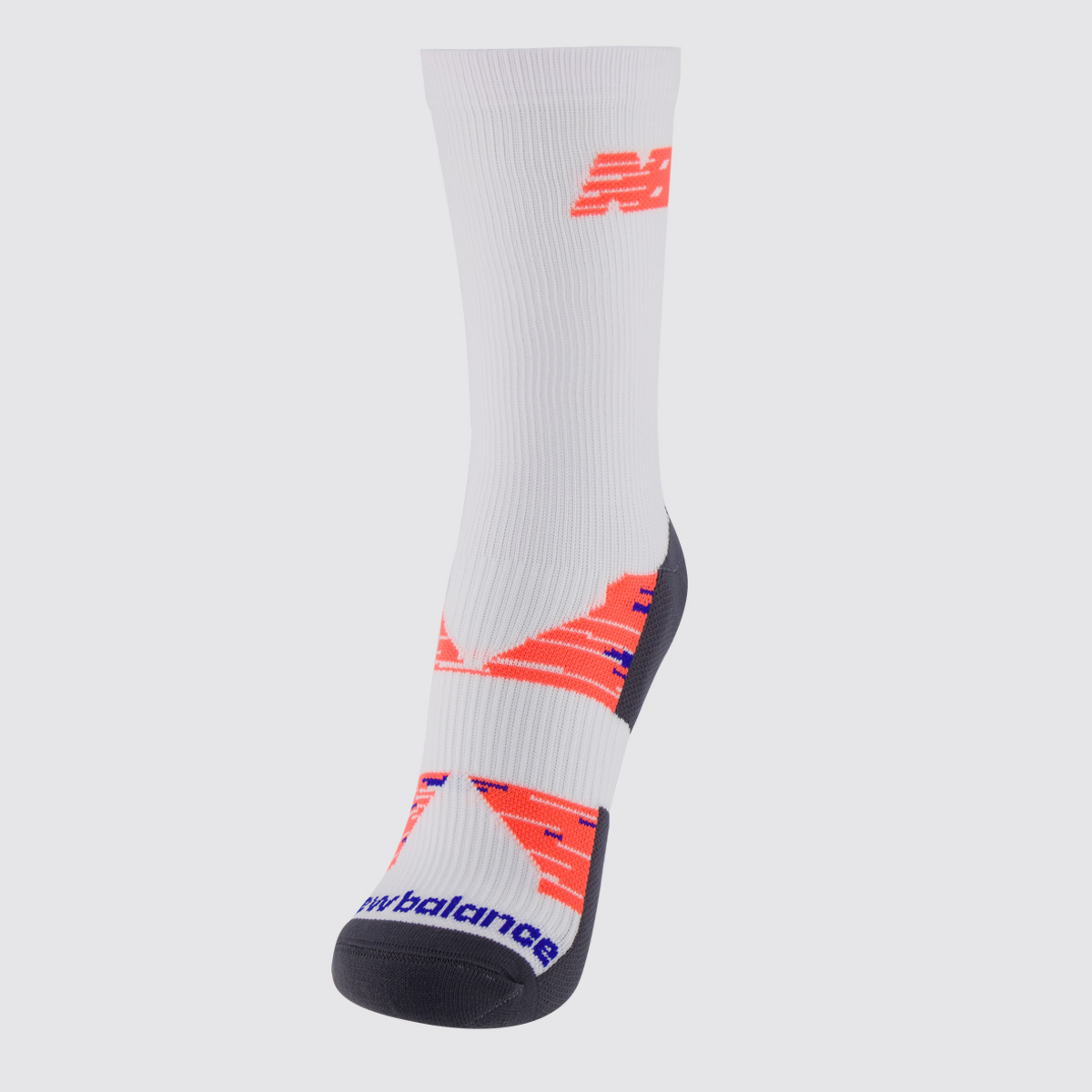 Meia New Balance Performance Run Cano Alto Feminina Branca e Laranja