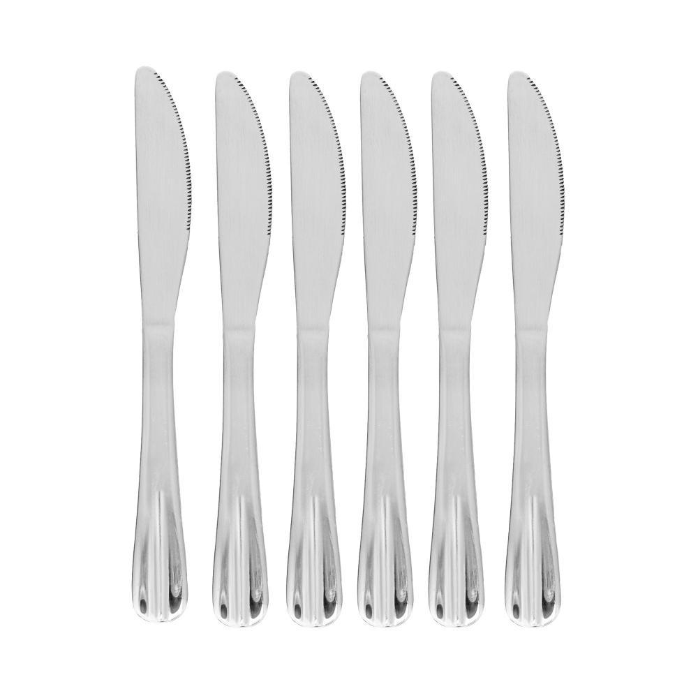 Conjunto 6 Facas de Sobremesa Lyor Positano 16cm Aço Inox Talheres para Bolo Doces Frutas Queijos Mesa Posta Café Jantar
