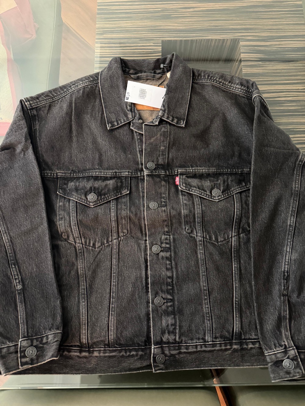 Levi's x Air Jordan Jaqueta Type III Trucker Black Wash — XG, Novo