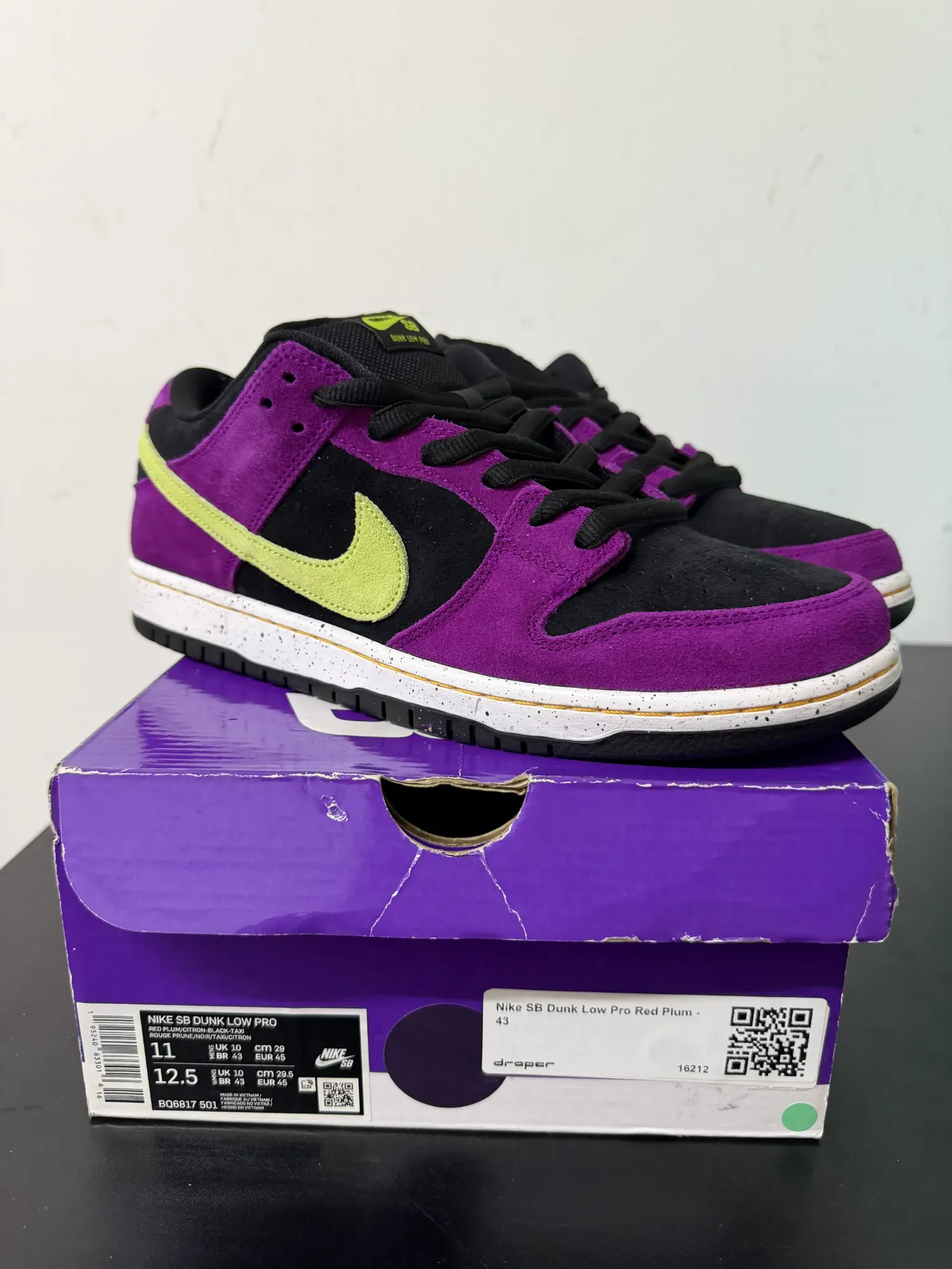 Nike SB Dunk Low Pro Red Plum — 43, Novo