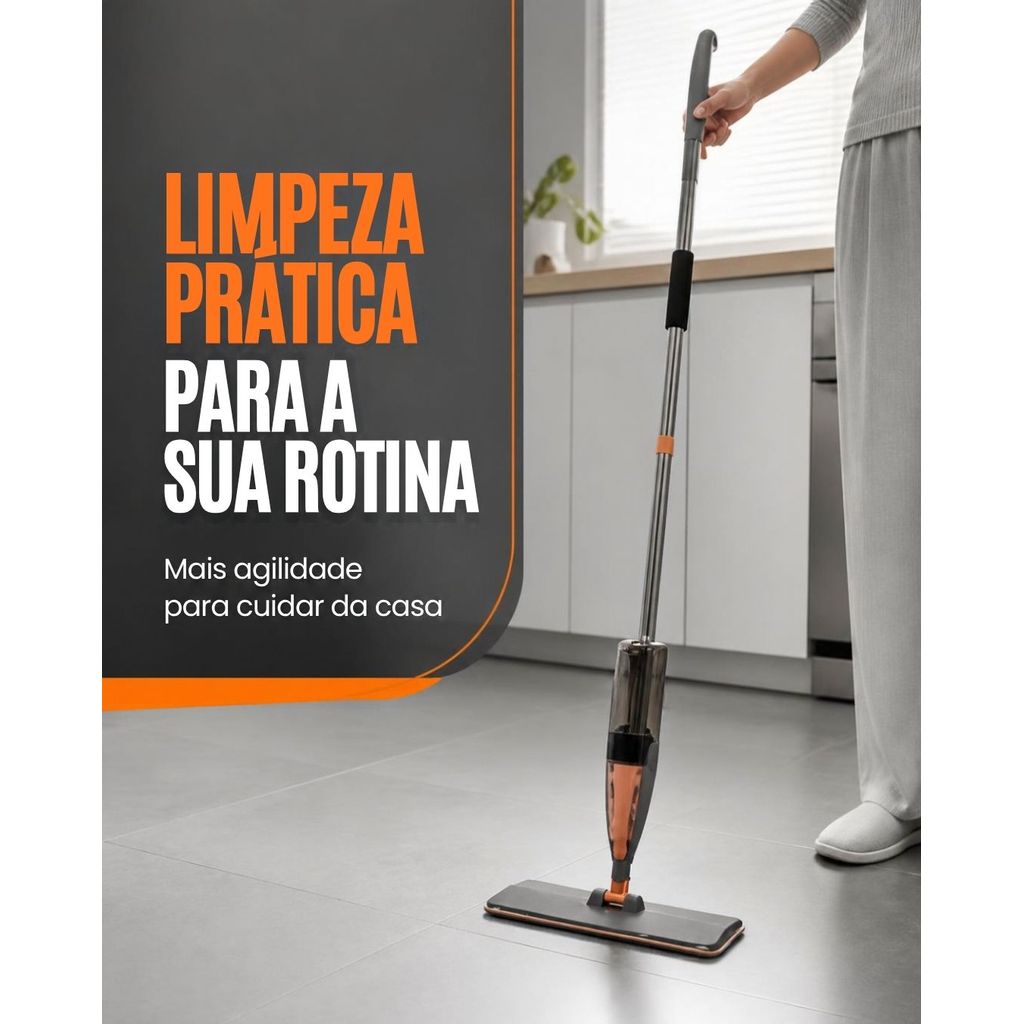 Mop Spray Zimpa Reservatório Recarregável e Refil Microfibra