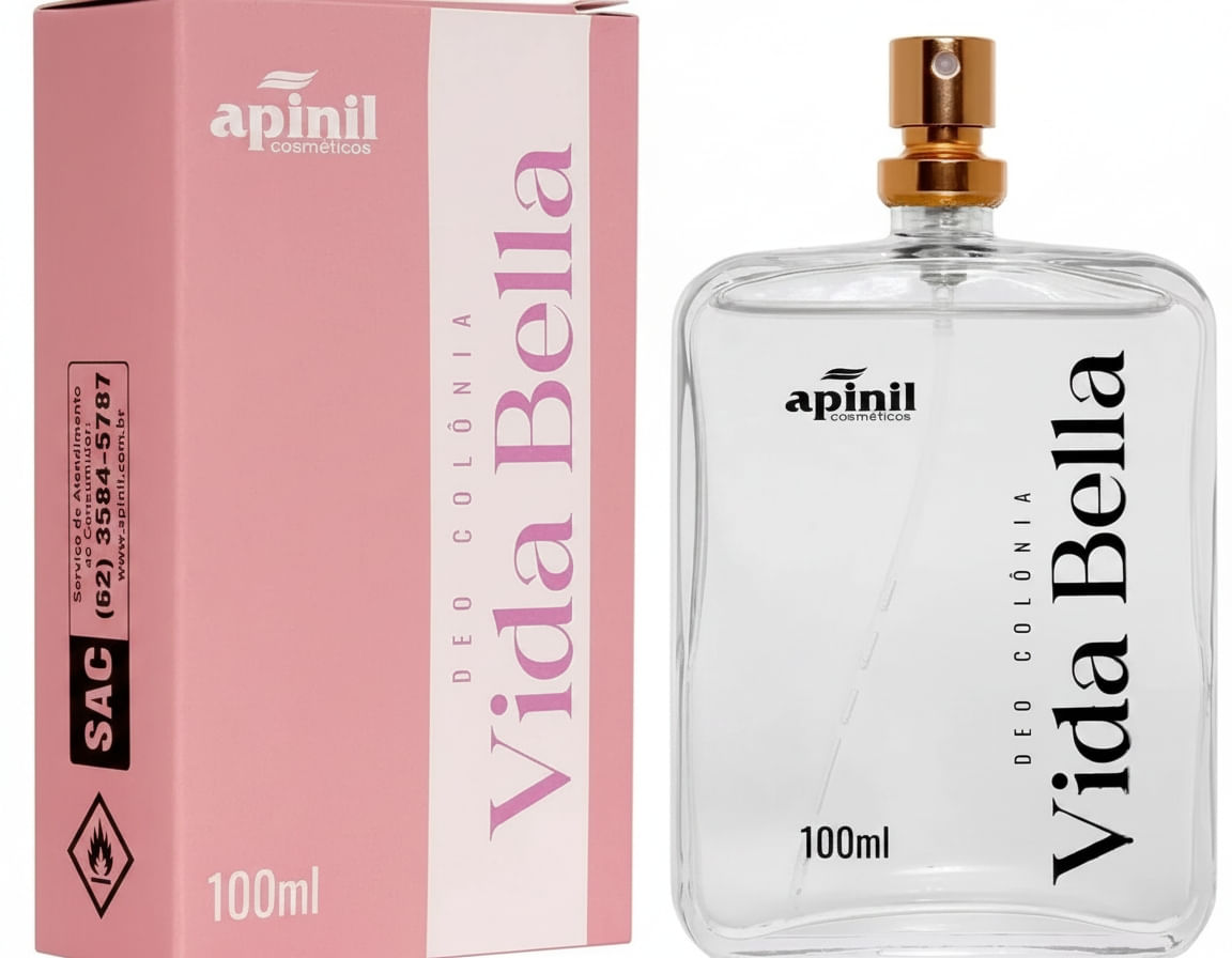 DEO COLÔNIA FEMININA VIDA BELLA 100ML APINIL COSMETICOS