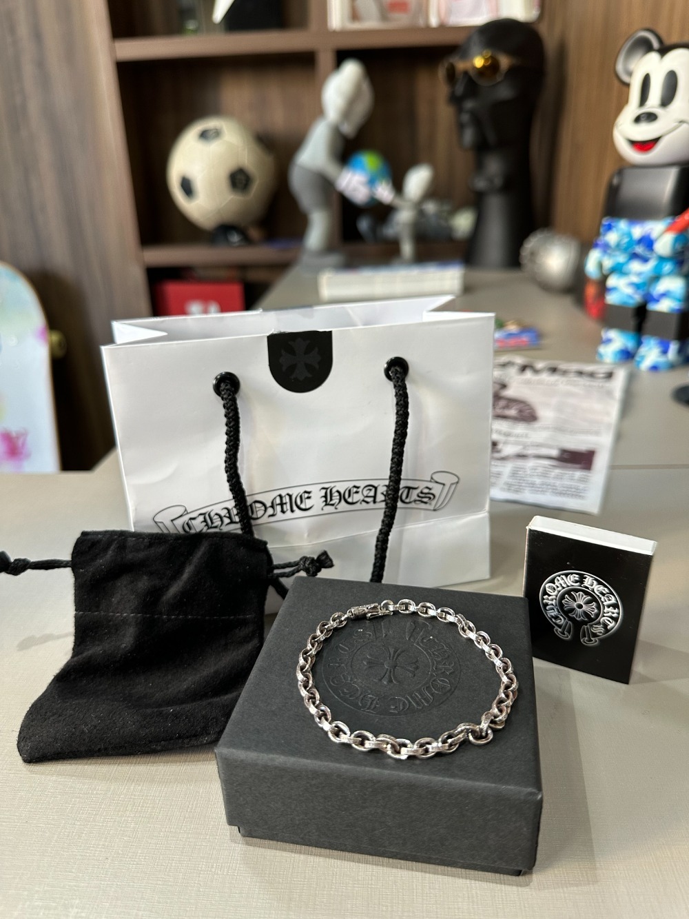 Bracelete Chrome Hearts Silver Paperchain — único, Novo