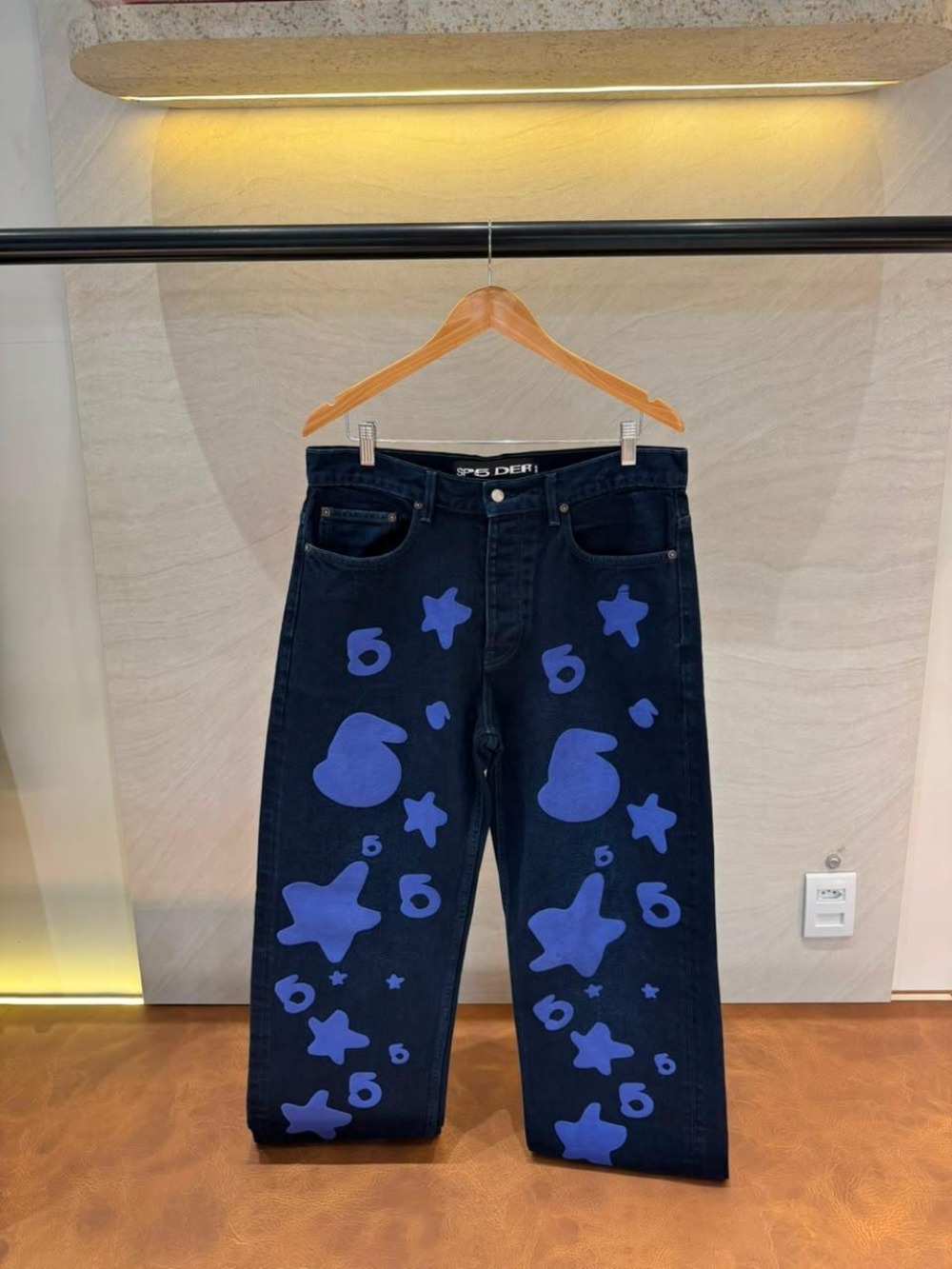 Calça Sp5der Beluga Dark Wash Indigo Denim — 42, Novo