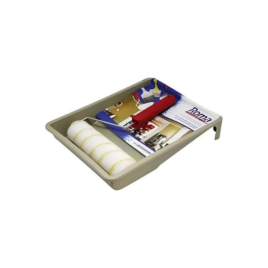 Kit 3 Pçs Bandeja E Rolo De Lã Roma 23cm Anti-respingo