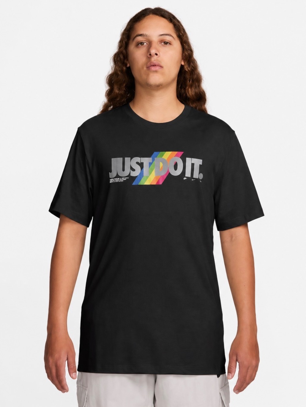 Camiseta Nike Just Do It Rainbow Black — M / G, Novo