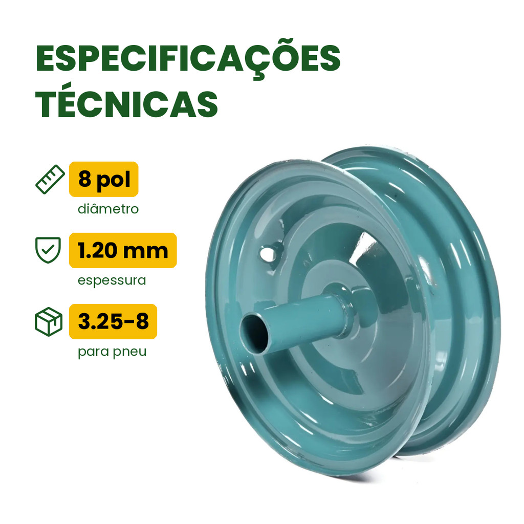 Foto 2 de Aro De Roda 8 Polegadas Para Carrinho De Mão E Carriola Metalpama ARC-8MB