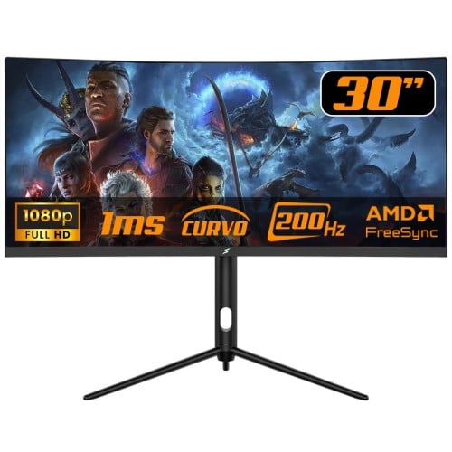 Monitor Gamer SuperFrame Elegance Series, Black, 30 pol, Curvo, UltraWide, Full HD, VA, 1ms, 200Hz, FreeSync, HDMI/DP, SFEF-3015-B