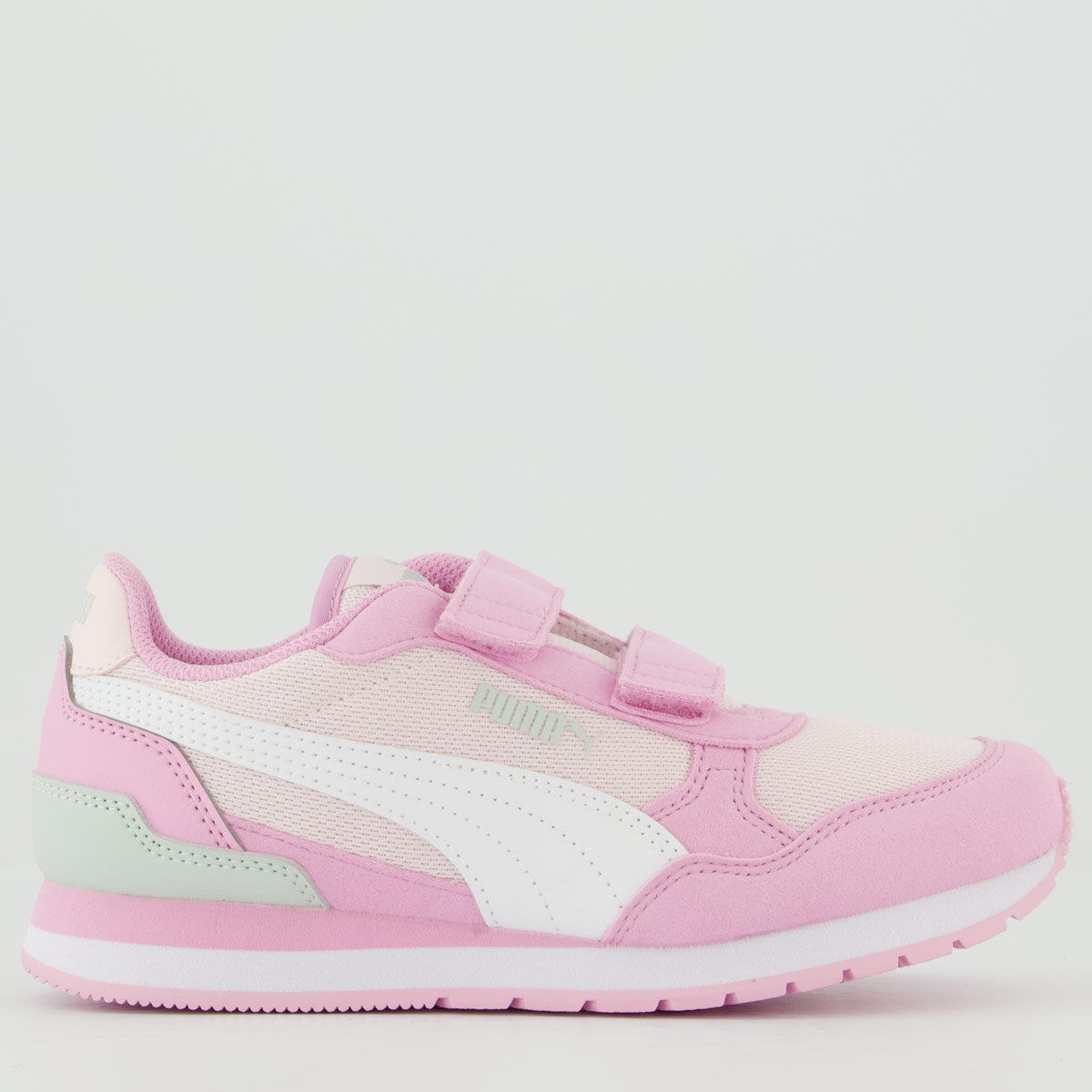Tênis Puma St Runner V4 Mesh V Infantil Rosa e Branco