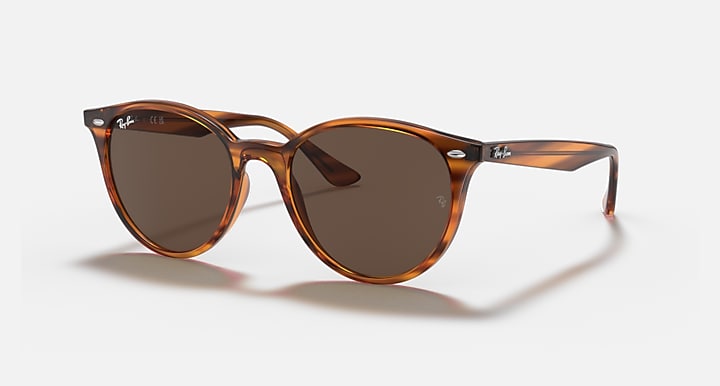 Ray-Ban Óculos De Sol Rb4305 - Quadro Havana Vermelho Listrado Lente Marrom 53-19