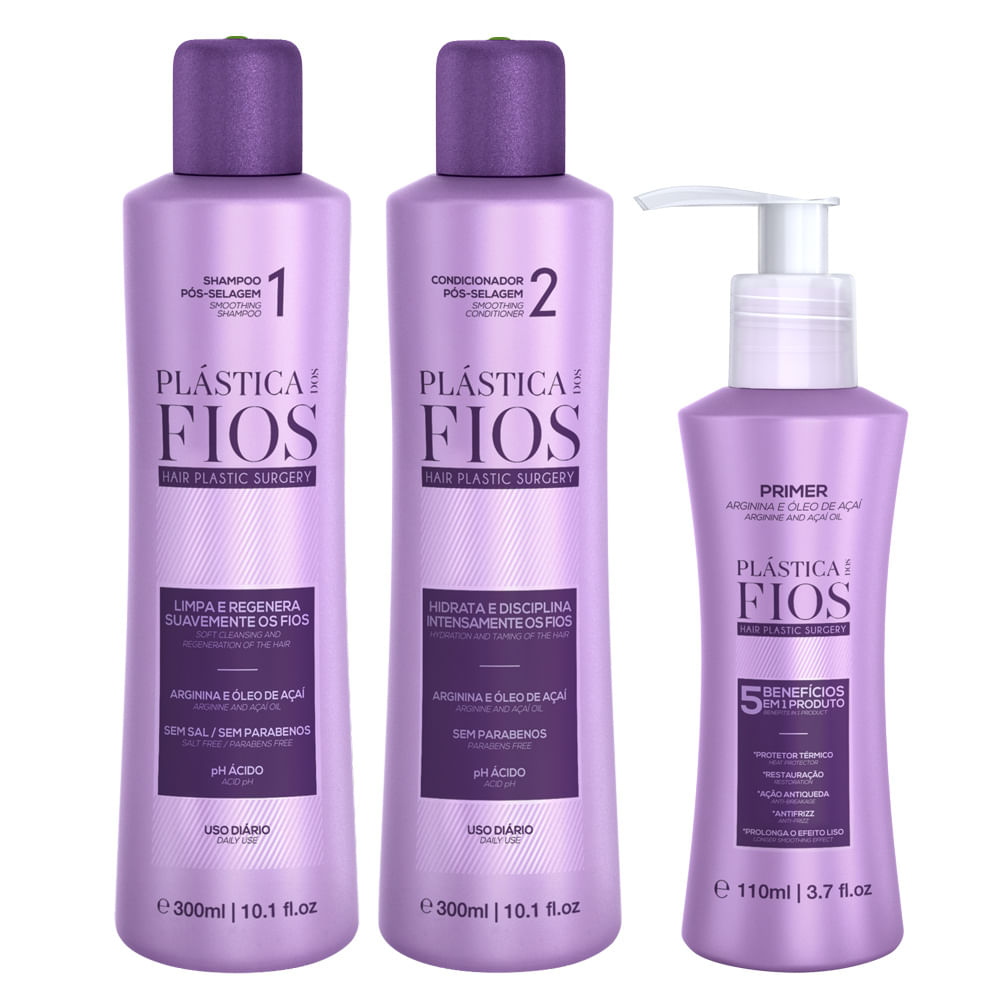 Kit Shampoo + Condicionador + Primer Cadiveu Plástica dos Fios Pós-Selagem — Kit