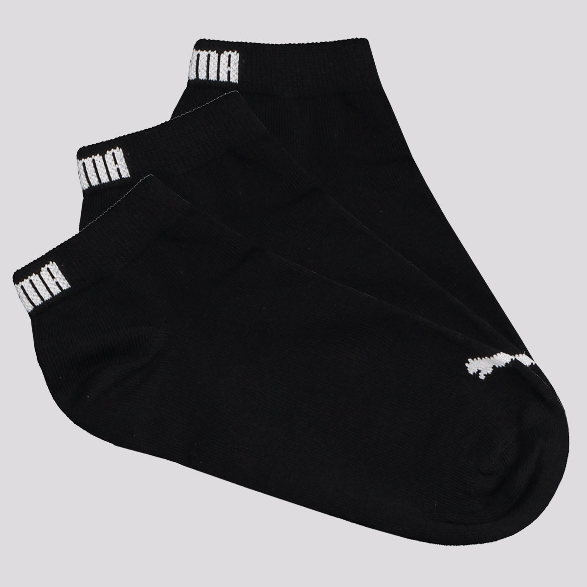 Kit Meia Puma Sapatilha 3 Pares Cano Curto Feminina Preta