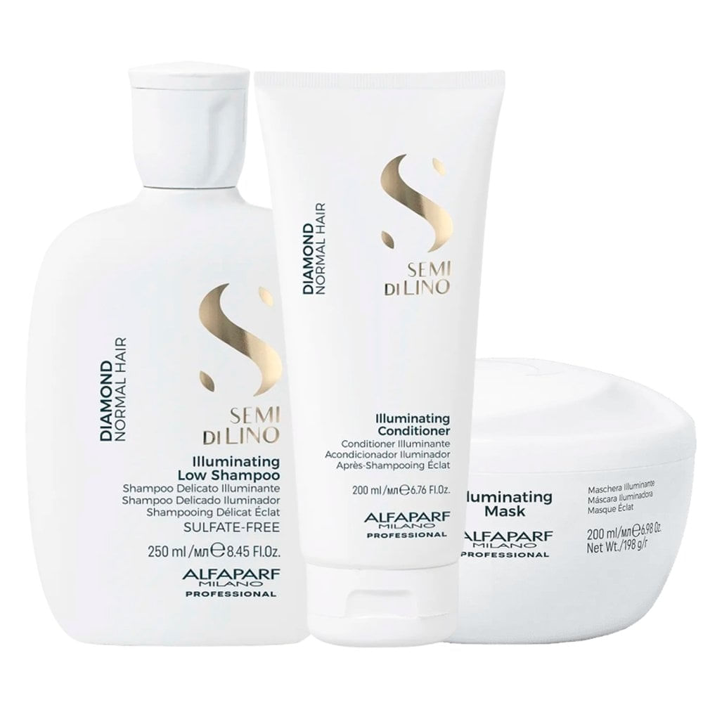 Kit Alfaparf Diamond - Shampoo 250ml + Condicionador 200ml + Mascara 200ml