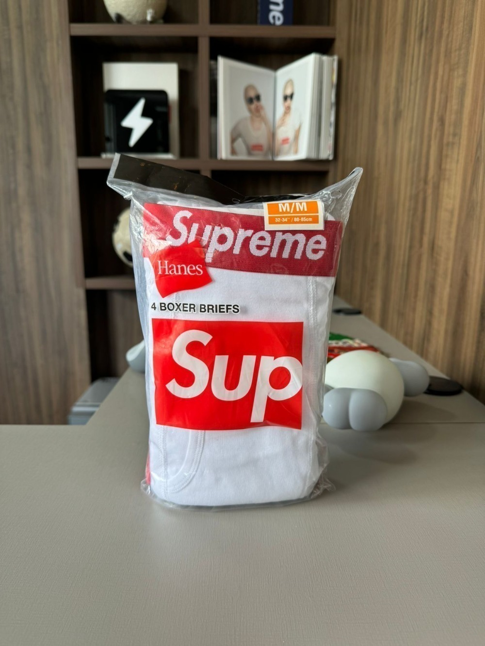 Hanes x Supreme Cueca Boxer Briefs White (4 Pack) FW26-W1 — P, Novo